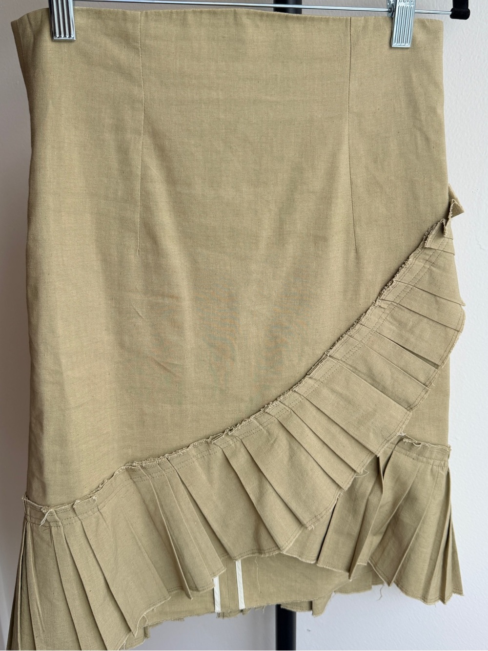 ISABEL MARANT Rebel Skirt Khaki Pleated Stretch Linen 38